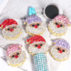 Wholesale Cute alloy Santa Claus, fully rhinestone-encrusted, straight-hole beads for DIY Mobile Phone/KeyChain/Bag Chain Accessories