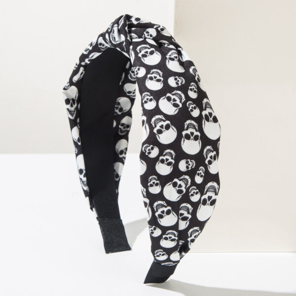 Wholesale New Halloween Element Ghost Skull Star and Moon Head Printed Fabric Headband Trendy Fashion Holiday Party Hair Accessories