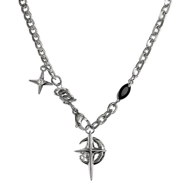Wholesale Titanium Steel Necklace Black Gem Mang Star European and American Hip Hop Street Necklace Boys Niche Design Advanced Clavicle Chain