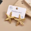 Stainless Steel 201 Starfish Shell Leaf Round Imitation Pearl Earrings Fashionable Casual Modern Style For Women All Seasons