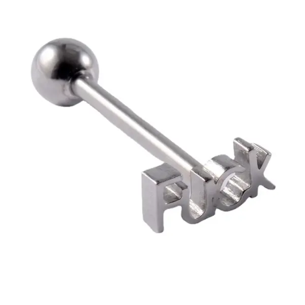Wholesale 1 Piece Tongue Rings Lady Letter 304 Stainless Steel Plating