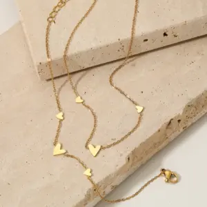 Real Gold Plated 304 Stainless Steel 316 Stainless Steel PVD Coated No Inlaid Heart Shape Waterproof Non Tarnish Modern Style Simple Style Bracelets Anklet Necklace For Women's