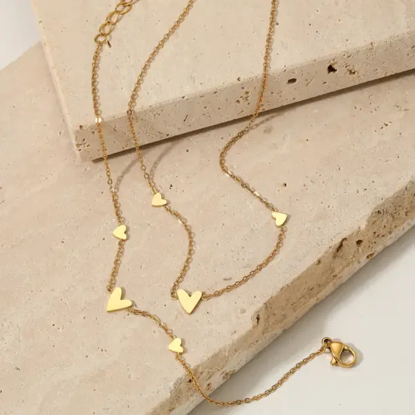 Real Gold Plated 304 Stainless Steel 316 Stainless Steel PVD Coated No Inlaid Heart Shape Waterproof Non Tarnish Modern Style Simple Style Bracelets Anklet Necklace For Women's
