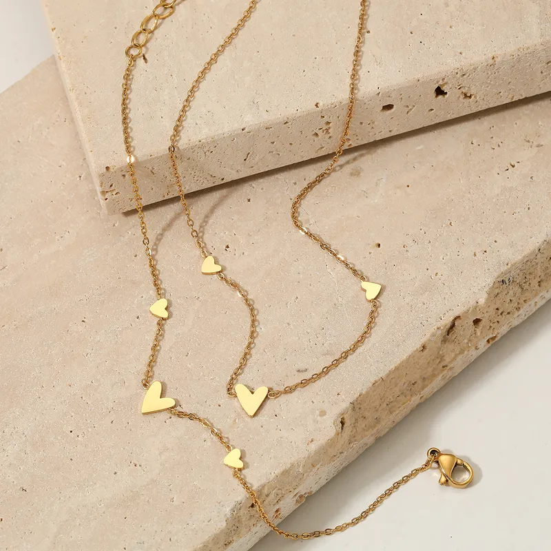 Wholesale Real Gold Plated 304 Stainless Steel 316 Stainless Steel PVD Coated No Inlaid Heart Shape Waterproof Non Tarnish Modern Style Simple Style B