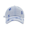 Wholesale Korean Style Trendy Brand Letter Embroidered Baseball Cap for Men and Women Korean Style Street Ripped Heavy Industry Washed Denim Cap