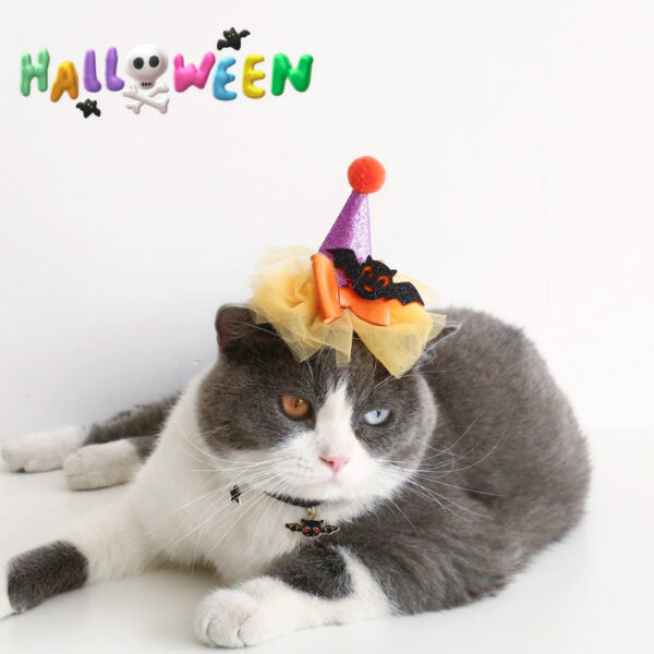Wholesale Pet Cat Dog Rabbit Halloween Sequins Lace Solid Hat Bat Bow Collar Headwear