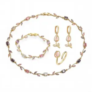 Gold Purple Pink Diamond Set