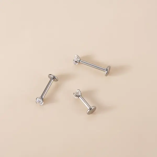 1 Piece Lip Rings Fashion Geometric Pure Titanium Inlaid Zircon