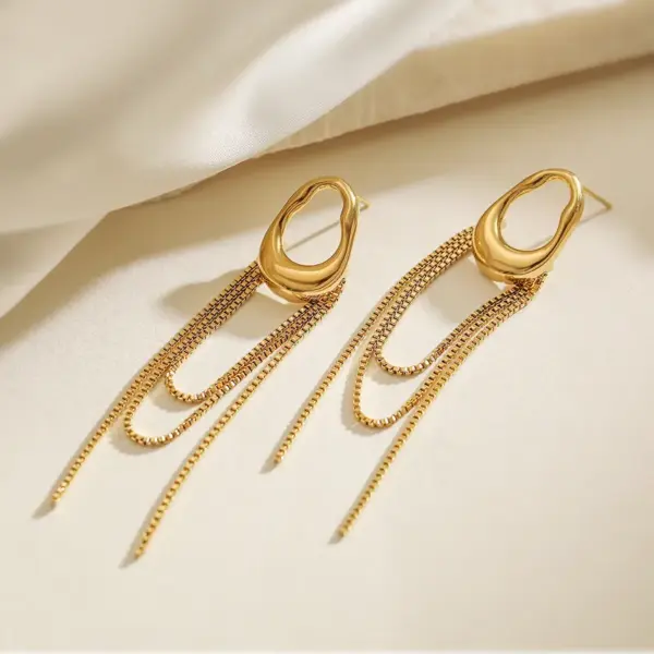 Vacuum Plating Geometric 304 Stainless Steel Simple Style Commute Drop Earrings