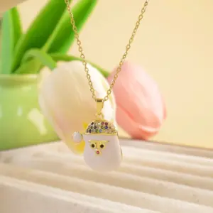 Xl2796 Santa Claus White Necklace / Gold