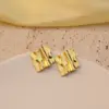 201 Stainless Steel Geometric Flower Rack Plated Stone-Free Imitation Gold Modern Style Stamping Gold Drop Earrings Ear Studs