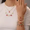 Wholesale Jewelry Casual Cute Sweet Fruit Copper Zircon 18K Gold Plated Beaded Epoxy Inlay Bracelets Necklace