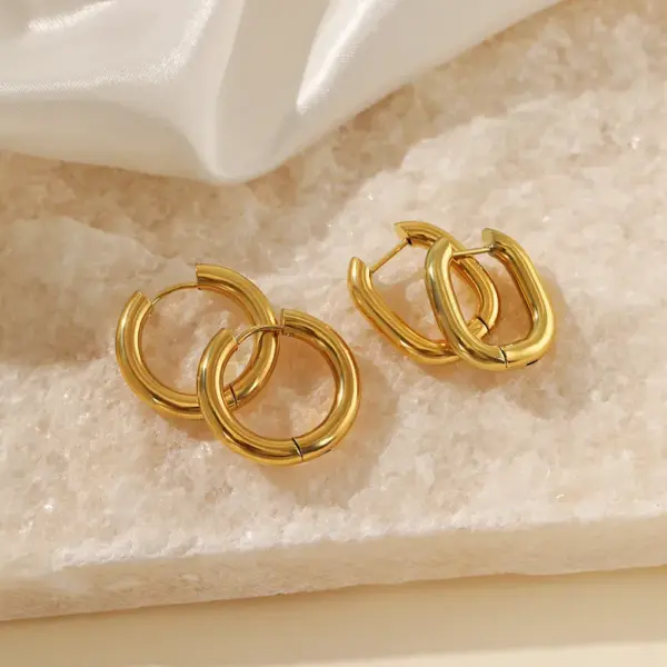 Wholesale 1 Pair Simple Style Circle Plating 304 Stainless Steel Stainless Steel Earrings