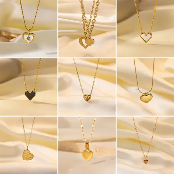 Heart Shape Titanium Steel Sweet IG Style Layered Necklaces Pendant Necklace
