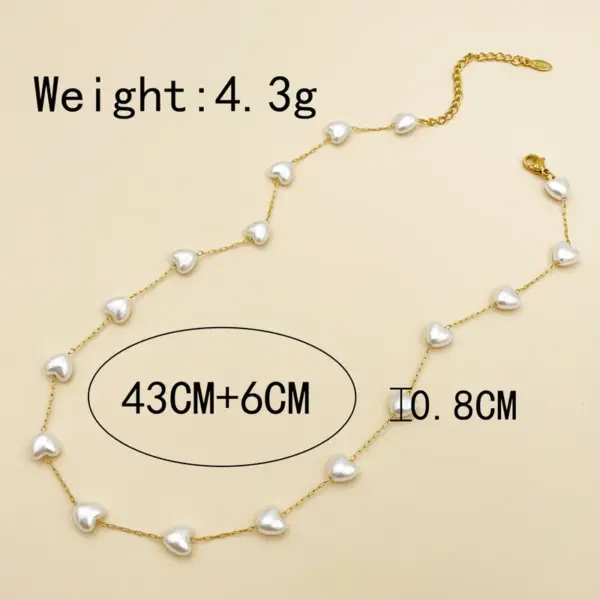 Wholesale Jewelry Simple Style Heart Shape 304 Stainless Steel Shell 14K Gold Plated Chain Stainless Steel Necklaces