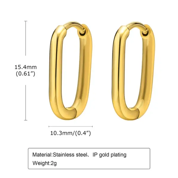 Wholesale PVD Coated Real Gold Plated Geometric 201 Stainless Steel Casual Basic Modern Style Waterproof Non Tarnish Earrings