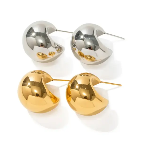 Wholesale 1 Pair INS Style Streetwear C Shape Plating 304 Stainless Steel Ear Studs