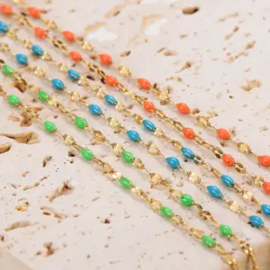 Wholesale 304 Stainless Steel Lips PVD Coated No Inlaid 18K Gold Plated Casual Waterproof Non Tarnish Epoxy Chain Pink Red Blue Choker