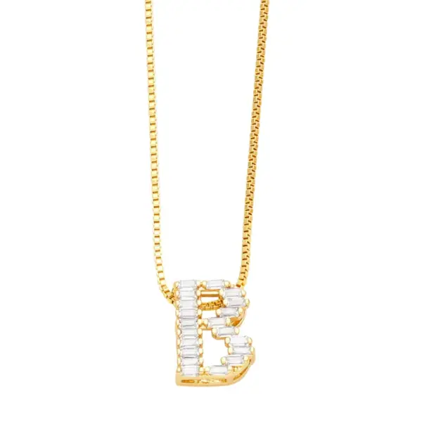 Wholesale PVD Coated Real Gold Plated 18K Gold Letter Stainless Steel Copper Basic Simple Style Waterproof Non Tarnish Stainless Steel Pendant Necklace