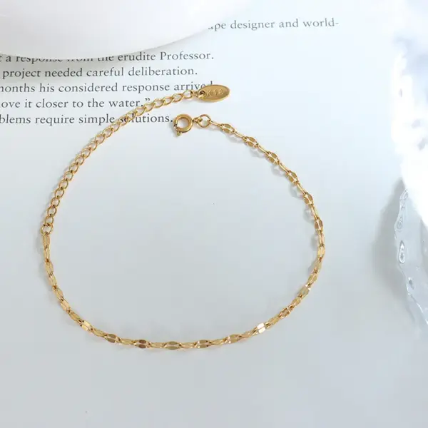 Wholesale PVD Coated Real Gold Plated 18K Gold Solid Color 304 Stainless Steel INS Style Waterproof Non Tarnish 304 Stainless Steel Bracelets
