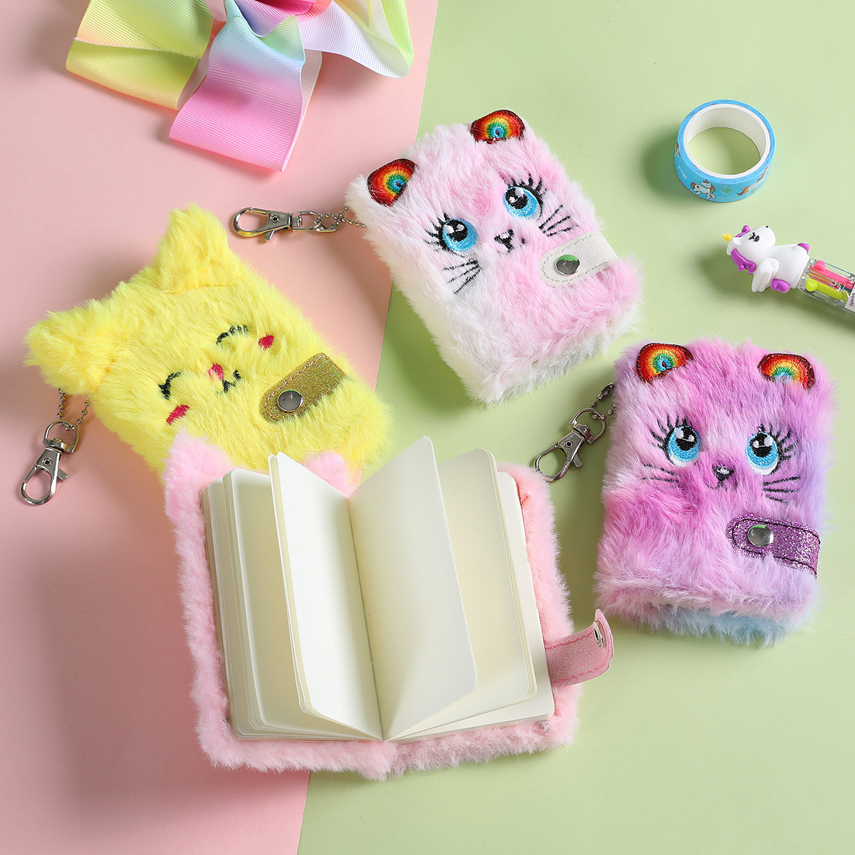 Wholesale Cartoon Plush Notebook Chilen's Cute Cat Snap Diary