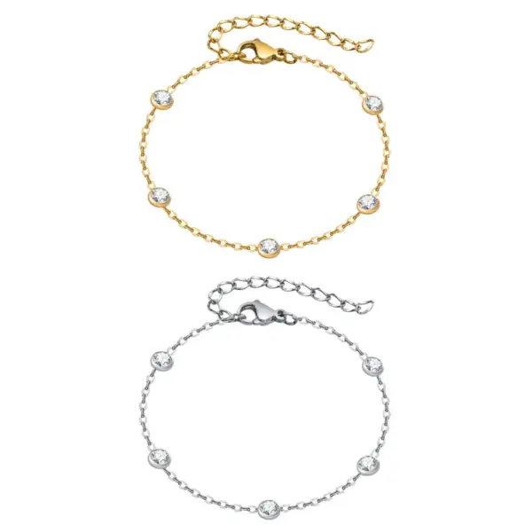 Wholesale PVD Coated Real Gold Plated 18K Gold Round 304 Stainless Steel Simple Style Waterproof Non Tarnish 304 Stainless Steel Bracelets