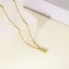 Wholesale 304 Stainless Steel Geometric PVD Coated 18K Real Gold Plated Elegant Classic Style Cable Chain Pendant Necklace