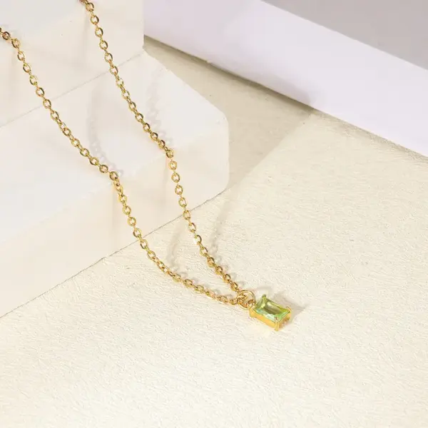 Wholesale 304 Stainless Steel Geometric PVD Coated 18K Real Gold Plated Elegant Classic Style Cable Chain Pendant Necklace