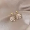 Wholesale Retro Flower Copper Inlay Zircon Drop Earrings Ear Studs 1 Pair