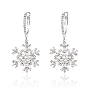 #6 - Zircon Snowflake Imitation Pearl Earrings