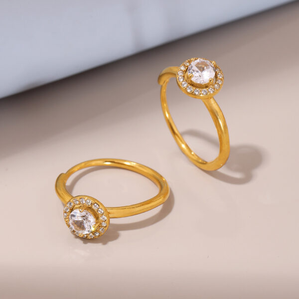 Wholesale Xinyixin Stainless Steel Side Opening 5A Zircon Flash Diamond Ring PVD Electroplated Finger Ring Light Luxury Jewelry Accessories