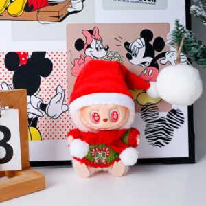 Rx298 christmas set [christmas red long hat + red and green sweater + red scarf three-piece set (doll not included)