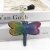 Wholesale 4pcs cute creative dragonfly pendant rhinestone keychain