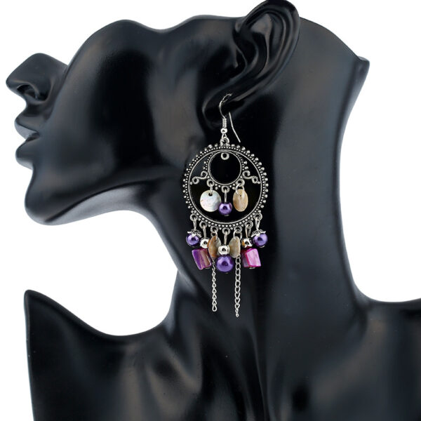 Wholesale European and American bohemian jewelry ethnic style retro round earrings chain tassel exaggerated earrings earrings