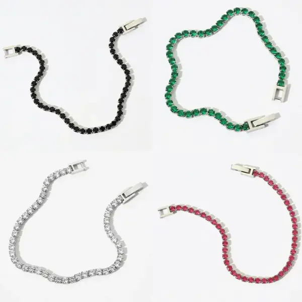 Wholesale Glam Geometric 304 Stainless Steel 16K Gold Plated White Gold Plated Gold Plated Zircon Stainless Steel Bracelets In Bulk