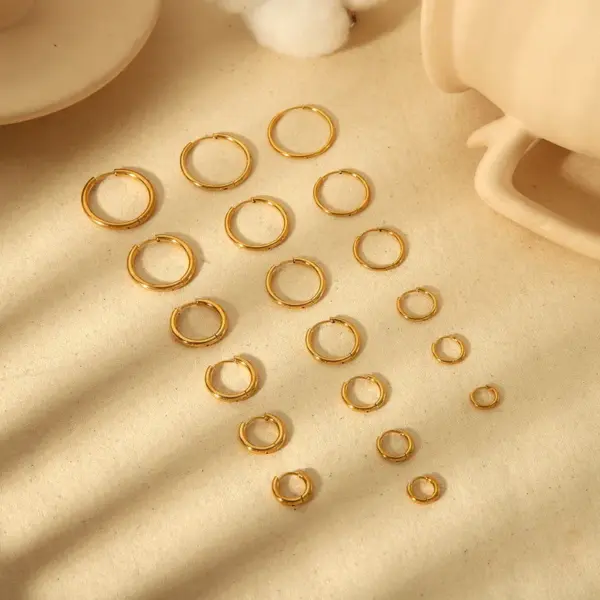 oly-12e156ce6b04d193caec2da97584d61d Wholesale 1 Pair Basic Commute Circle Buckle 304 Stainless Steel 18K Gold Plated Hoop Earrings Hie Earrings Earrings