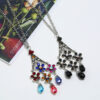 Wholesale Exaggerated for European and American fashion temperament diamond necklace hollow flower crystal tassel necklace vintage clavicle chain