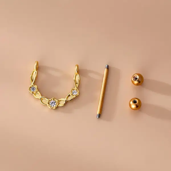 1 Piece 316L Stainless Steel Copper Zircon Nipple Rings & Studs Heart Shape Wings Waterproof Non Tarnish Surgical Steel Women'S