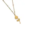 Stainless Steel Rose Flower Necklace Titanium Women's Pendant 18K Gold Plated Color Retention High-End Feeling Jewelry