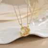 Wholesale Jewelry Elegant Glam Sun Moon 304 Stainless Steel Copper Zircon Plating Pendant Necklace