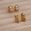 Copper Geometric Heart Shape Electroplating Zircon 18K Real Gold Plated Simple Style Earrings
