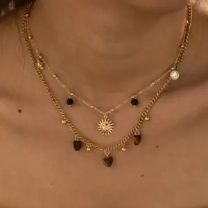 Wholesale 18K Gold Plated 304 Stainless Steel Vacuum Electroplating (In Furnace) Sun Heart Shape Simple Style Cable Chain/Cross Chain/O Chain Pendant Necklace For Women Valentine's Day