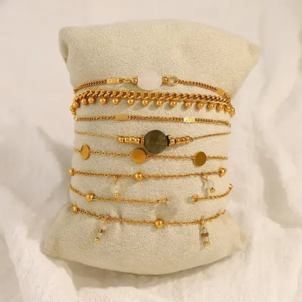 PVD Coated 18K Gold Real Plated Water Droplets Flower Bow Knot 304 Stainless Steel IG Style Vacation French Waterproof Non Tarnish Bracelets