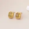 Wholesale PVD Coated 18K Gold Real Gold Plated Geometric 304 Stainless Steel Simple Style Waterproof Non Tarnish Ear Studs