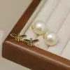 Wholesale 1 Pair Cute Pearl Bee Plating Copper 18K Gold Plated Ear Studs