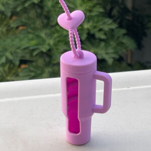 Protective case + heart-shaped cable tie / purple cup