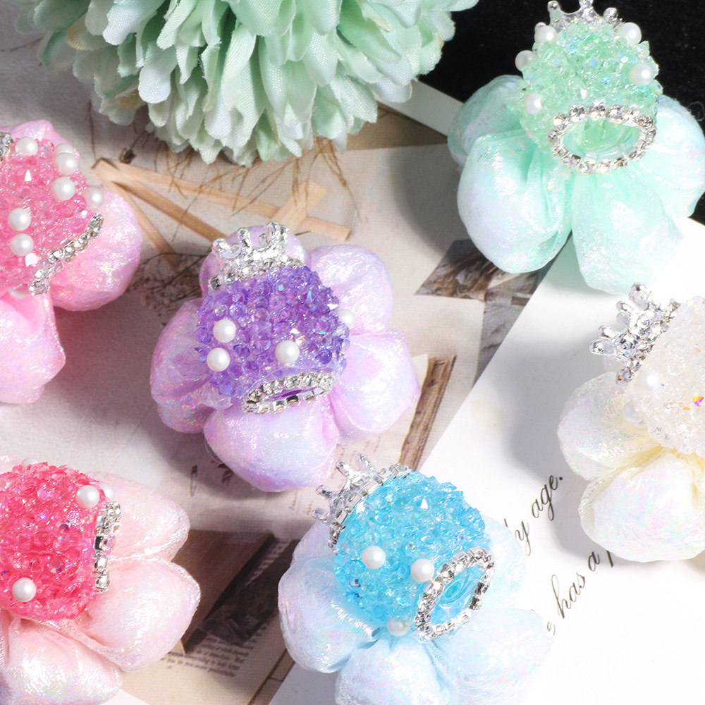 Wholesale Crown Pearl Sugar Bubble Flower DIY Straight Hole Loose Beads Mobile Phone Chain Keychain Bag Chain Jewelry Aessories