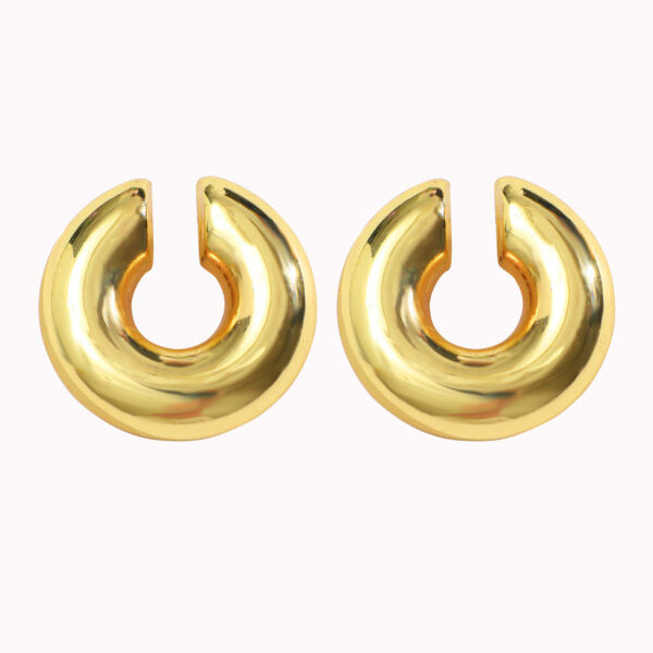 Wholesale European and American cross-border new fashion thick cylindrical round tube hollow ear clip earrings simple plated 18K earless ear bone clip