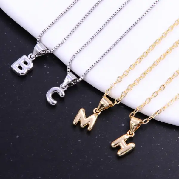 Wholesale Simple Style Letter Copper 18k Gold Plated White Gold Plated Pendant Necklace In Bulk