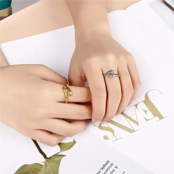 Wholesale 304 Stainless Steel Stainless Steel Multicolor Solid Color PVD Coated 18K Gold Plated Retro Plating Rose Gold Gold Silver Adjustable Ring Rings